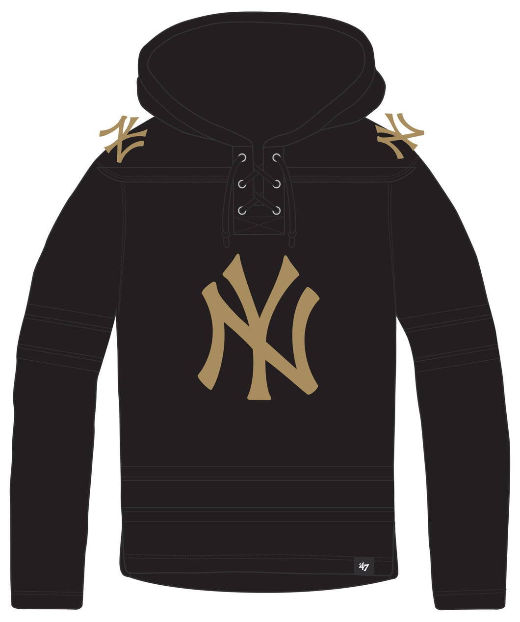 MLB New York Yankees Black/Gold '47 Superior LACER HOOD