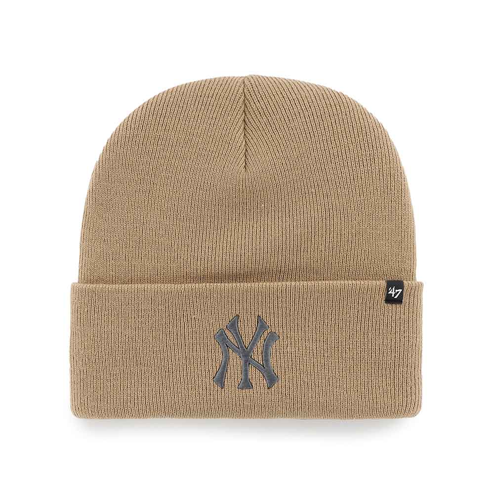 New York Yankees Khaki Haymaker '47 Cuff Knit Beanie - FRONT