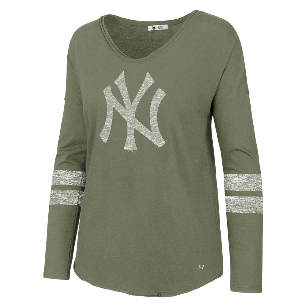New York Yankees Womens Fader '47 Letter COURTSIDE LS Tee - Front